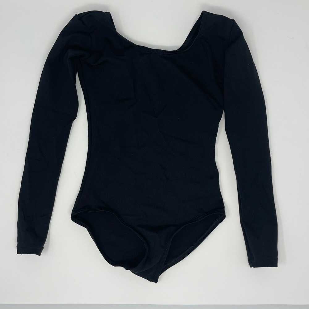 CAPEZIO: Black, Long-sleeve leotard. Size: Child small (4-5)